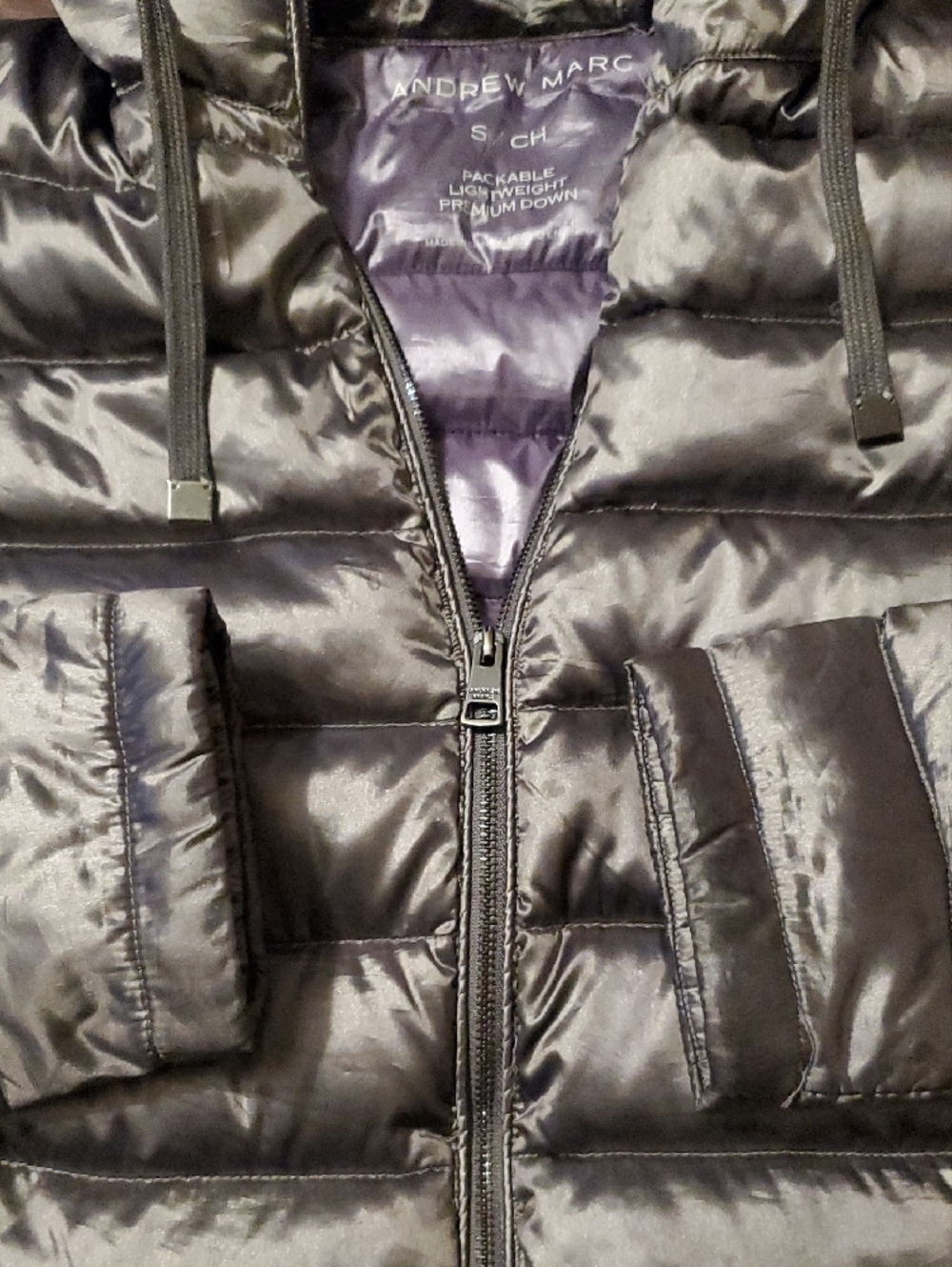 Andrew Marc Premium Down Shimmery Packable Down Jacket - Picture 3 of 11